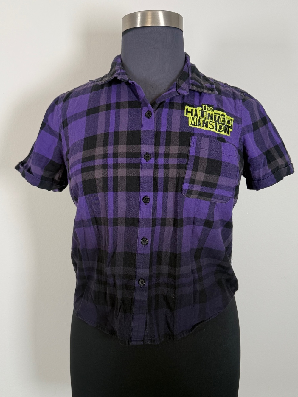 Disney Purple & Black Plaid Haunted Mansion Button-Down Shirt